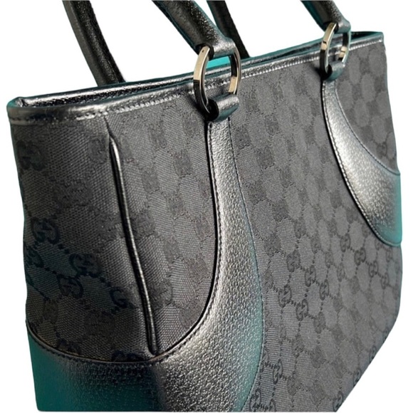 Gucci Satchel Shoulder Bag Black Limited Edition Rare Like New GG Vintage - Picture 2 of 16